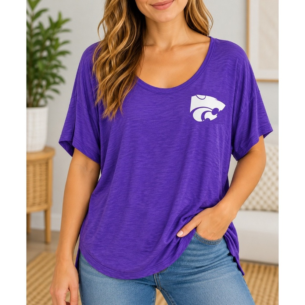5th & Ocean K-State Wildcats Purple Silver Foil Graphic T-Shirt Womens 2X_241